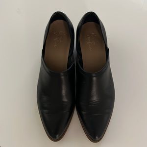 Black, heeled loafers.